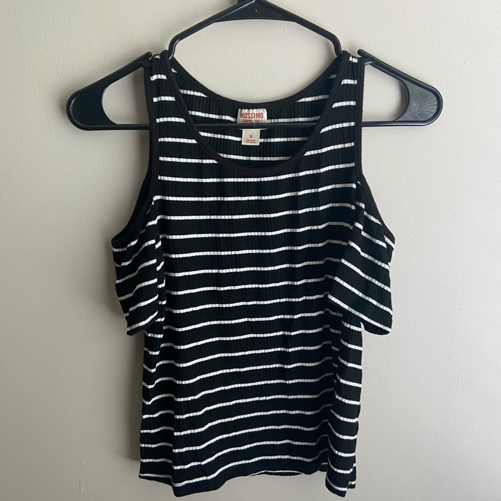 Striped Shoulderless Cropped Top